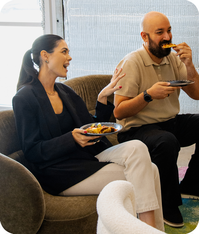 Guests enjoying Crust pizza together